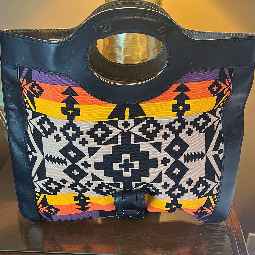 L.A.M.B. by Gwen Stefani "Cheyenne" Navajo Convertible Leather Clutch - Rare